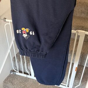 Disney Navy Jogger Sweatpants with Embroidered Mickey Detail
